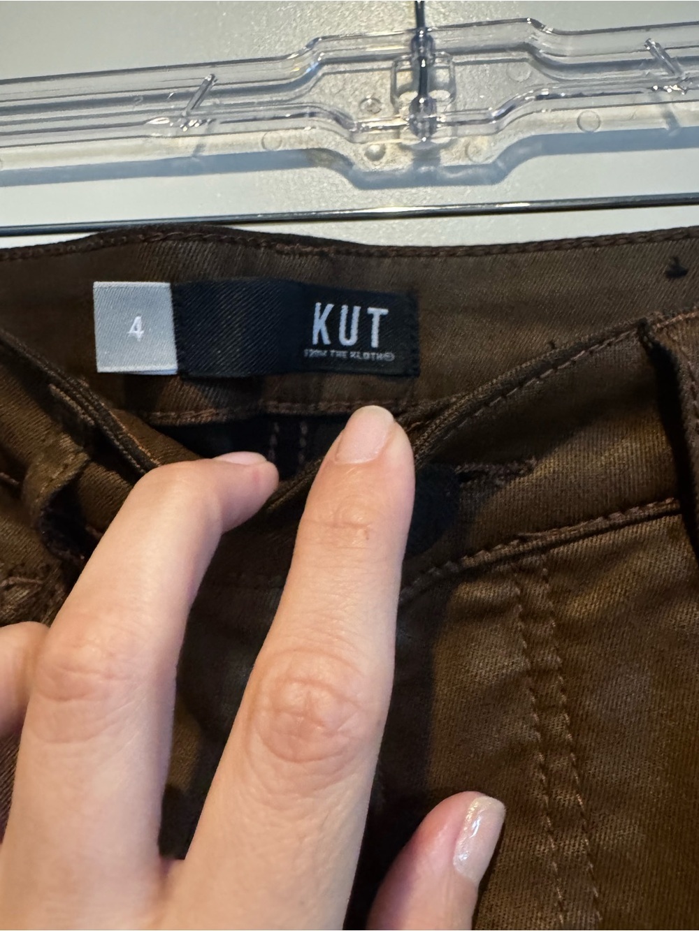 KUT The kloth brown coated denim size 4 straight leg high rise - Picture 3 of 9